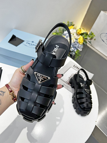 Prada 2022 The latest spring and summer sawnooth Roman woven thick-soled rubber sandals 35-40-452d5681